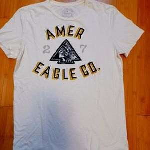 A. Eagle Outfitters Off White Velvet Logo Print Men's Shirt Sz Small